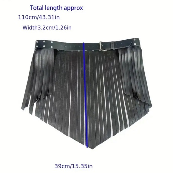 🔥 Black Leather Fringe belt Skirt, Very Sexy & Fashionable adjustable NWOT - Picture 5 of 7